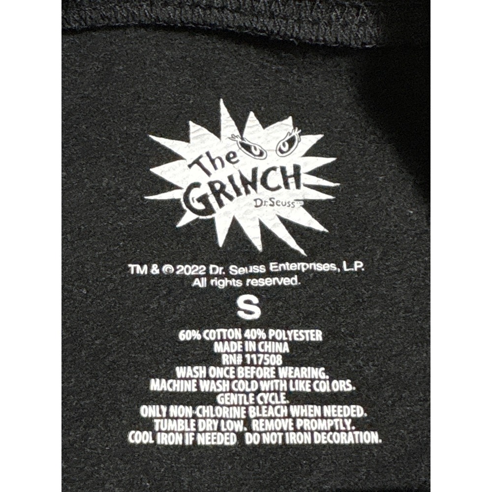 Dr Seuss The Grinch All Over Print Black Crewneck Sweatshirt Small Holiday Mens - Picture 2 of 6